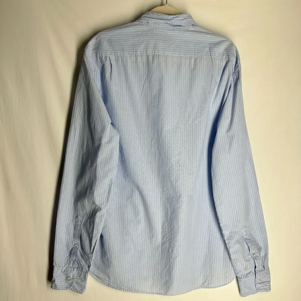 J Crew Men Slim Fit Long Sleeve Button Down Shirt Top Size XLT Blue Striped